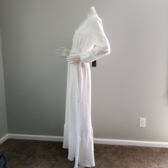 New! 🎉HP🎉 Reformation Chantal White Linen Prairie Wedding Maxi Dress L - Picture 4 of 7
